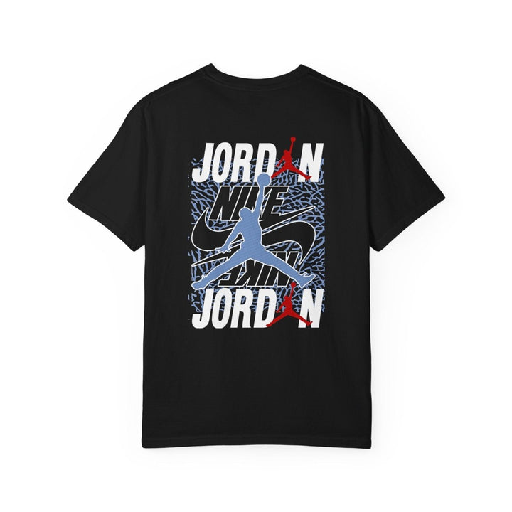 Unisex Garment - Dyed Jordan Graphic T-Shirt - Retro Basketball Style - Black - S - Unisex Garment - Dyed Jordan Graphic T-Shirt - Retro Basketball Style - Tatoo Tee