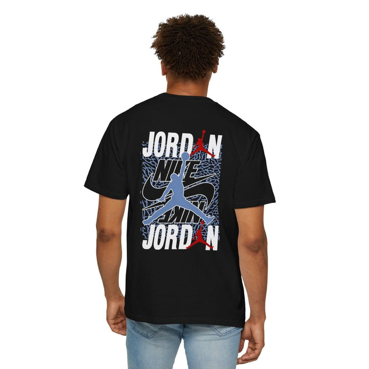 Unisex Garment - Dyed Jordan Graphic T-Shirt - Retro Basketball Style - Black - S - Unisex Garment - Dyed Jordan Graphic T-Shirt - Retro Basketball Style - Tatoo Tee