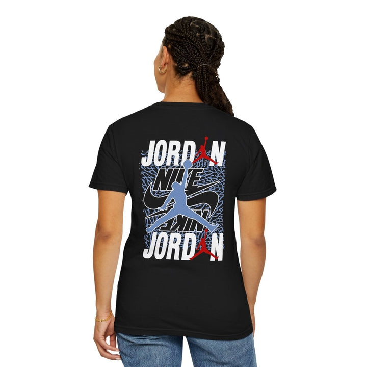 Unisex Garment - Dyed Jordan Graphic T-Shirt - Retro Basketball Style - Black - S - Unisex Garment - Dyed Jordan Graphic T-Shirt - Retro Basketball Style - Tatoo Tee