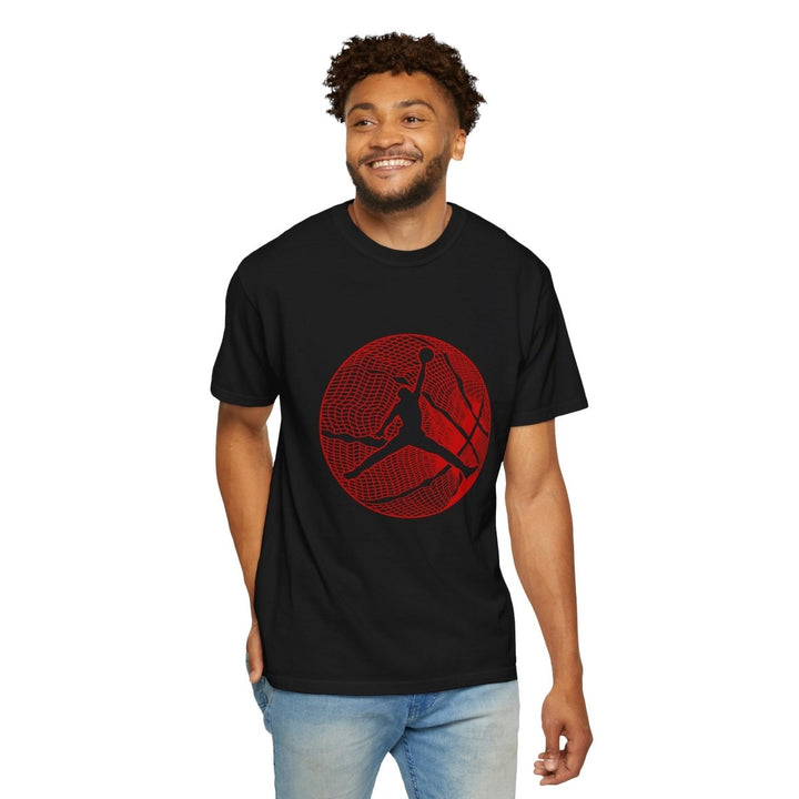 Unisex Garment - Dyed Jordan Graphic T-Shirt - Retro Basketball Style - Black - S - Unisex Garment - Dyed Jordan Graphic T-Shirt - Retro Basketball Style - Tatoo Tee