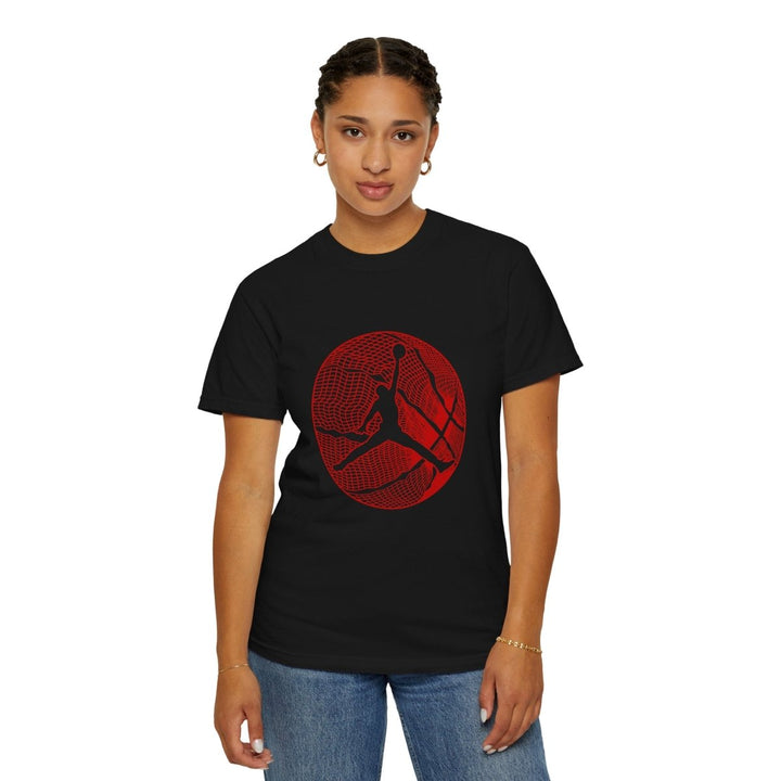 Unisex Garment - Dyed Jordan Graphic T-Shirt - Retro Basketball Style - Black - S - Unisex Garment - Dyed Jordan Graphic T-Shirt - Retro Basketball Style - Tatoo Tee