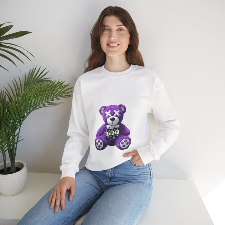 Unisex Heavy Blend™ Crewneck Sweatshirt - Purple Bear Graphic - Unique Streetwear Design - S - Antique Cherry Red - Unisex Heavy Blend™ Crewneck Sweatshirt - Purple Bear Graphic - Unique Streetwear Design - Tatoo Tee