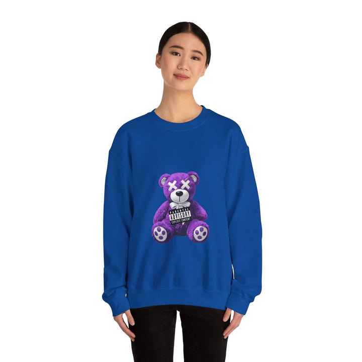 Unisex Heavy Blend™ Crewneck Sweatshirt - Purple Bear Graphic - Unique Streetwear Design - S - Royal - Unisex Heavy Blend™ Crewneck Sweatshirt - Purple Bear Graphic - Unique Streetwear Design - Tatoo Tee