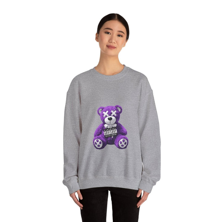 Unisex Heavy Blend™ Crewneck Sweatshirt - Purple Bear Graphic - Unique Streetwear Design - S - Sport Grey - Unisex Heavy Blend™ Crewneck Sweatshirt - Purple Bear Graphic - Unique Streetwear Design - Tatoo Tee