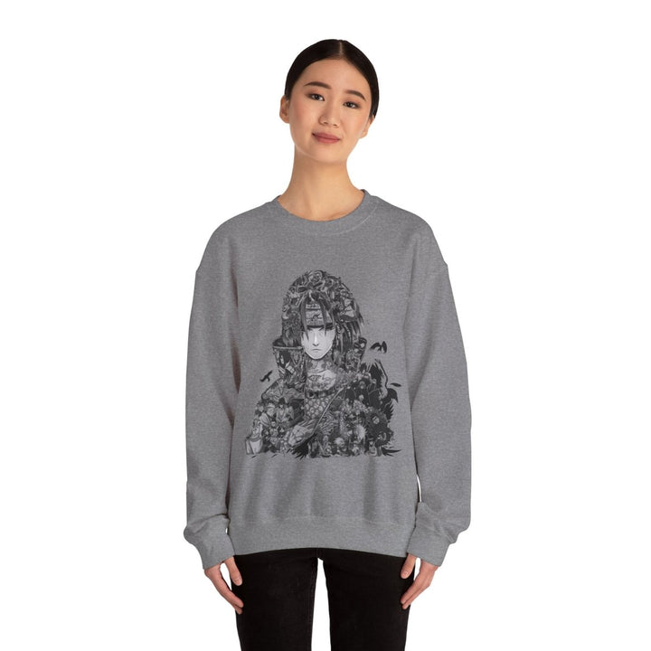 Unisex Heavy Blend™ Crewneck Sweatshirt with Artistic Warrior Design - S - Antique Cherry Red - Unisex Heavy Blend™ Crewneck Sweatshirt with Artistic Warrior Design - Tatoo Tee