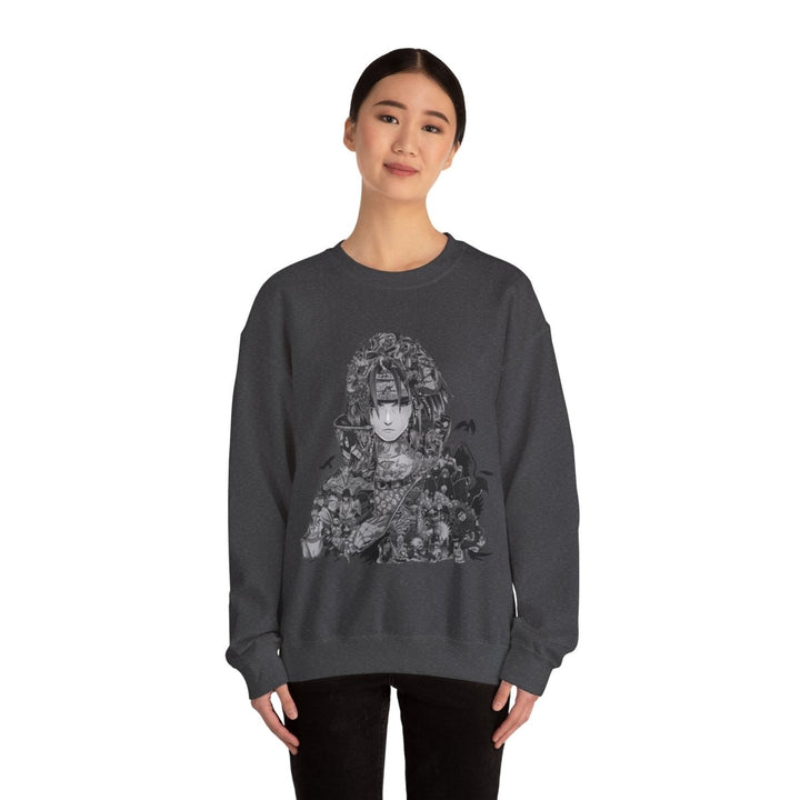 Unisex Heavy Blend™ Crewneck Sweatshirt with Artistic Warrior Design - S - Antique Cherry Red - Unisex Heavy Blend™ Crewneck Sweatshirt with Artistic Warrior Design - Tatoo Tee