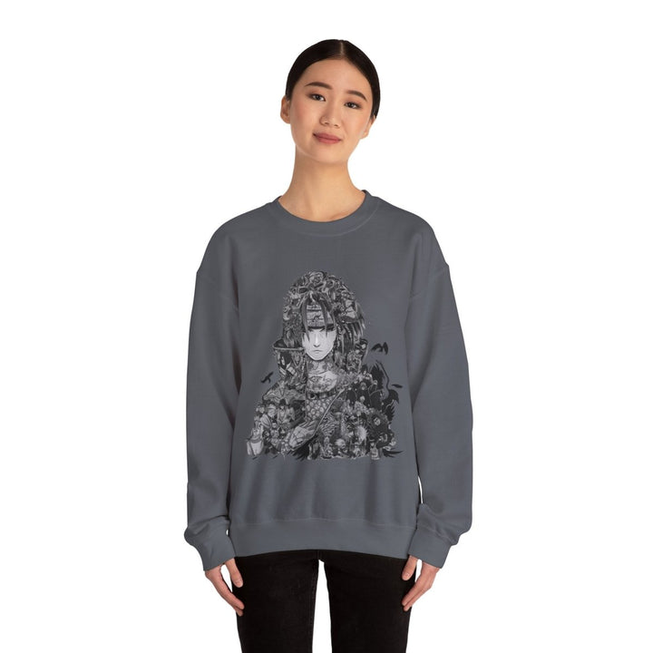 Unisex Heavy Blend™ Crewneck Sweatshirt with Artistic Warrior Design - S - Antique Cherry Red - Unisex Heavy Blend™ Crewneck Sweatshirt with Artistic Warrior Design - Tatoo Tee
