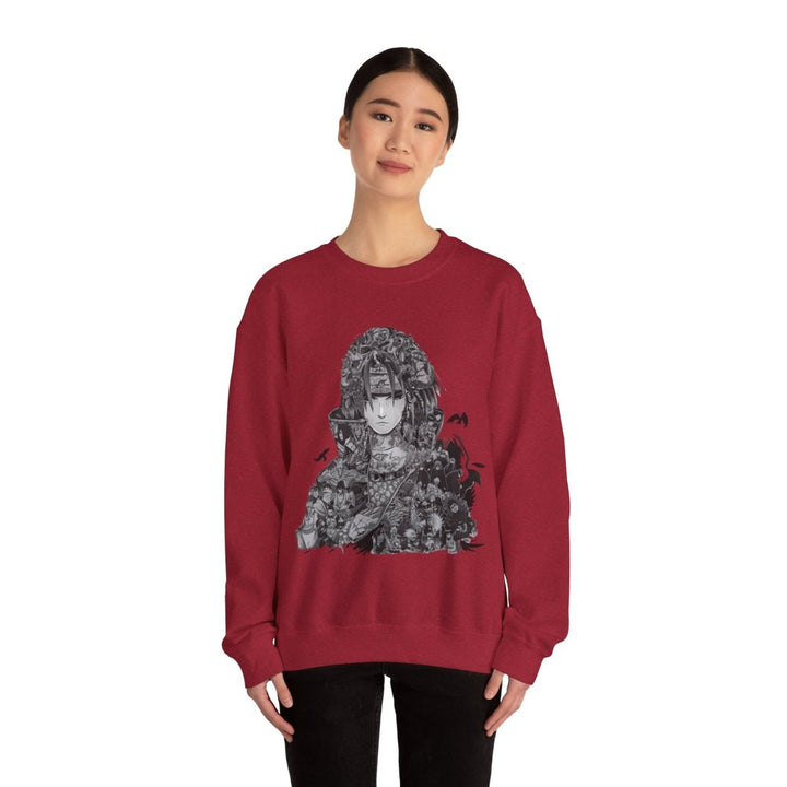 Unisex Heavy Blend™ Crewneck Sweatshirt with Artistic Warrior Design - S - Antique Cherry Red - Unisex Heavy Blend™ Crewneck Sweatshirt with Artistic Warrior Design - Tatoo Tee