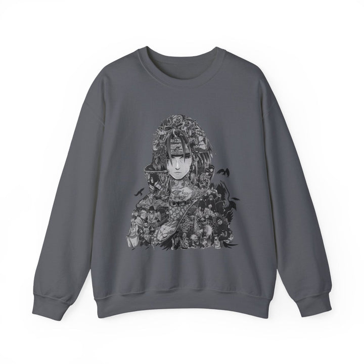 Unisex Heavy Blend™ Crewneck Sweatshirt with Artistic Warrior Design - S - Charcoal - Unisex Heavy Blend™ Crewneck Sweatshirt with Artistic Warrior Design - Tatoo Tee
