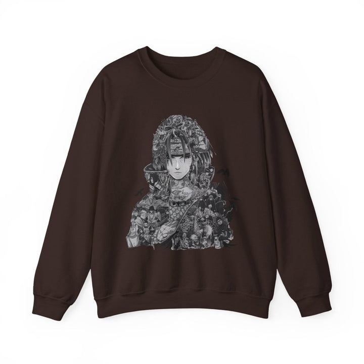 Unisex Heavy Blend™ Crewneck Sweatshirt with Artistic Warrior Design - S - Dark Chocolate - Unisex Heavy Blend™ Crewneck Sweatshirt with Artistic Warrior Design - Tatoo Tee