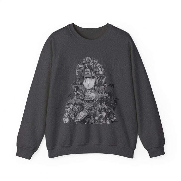 Unisex Heavy Blend™ Crewneck Sweatshirt with Artistic Warrior Design - S - Dark Heather - Unisex Heavy Blend™ Crewneck Sweatshirt with Artistic Warrior Design - Tatoo Tee