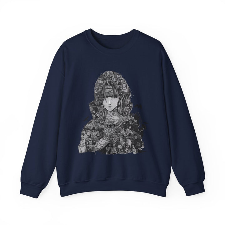 Unisex Heavy Blend™ Crewneck Sweatshirt with Artistic Warrior Design - S - Navy - Unisex Heavy Blend™ Crewneck Sweatshirt with Artistic Warrior Design - Tatoo Tee