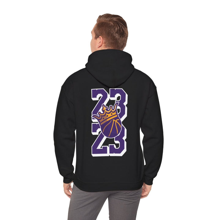 Unisex Heavy Blend™ Hooded Sweatshirt - Celebrate '23 with Basketball Crown Design - Black - S - Unisex Heavy Blend™ Hooded Sweatshirt - Celebrate '23 with Basketball Crown Design - Tatoo Tee
