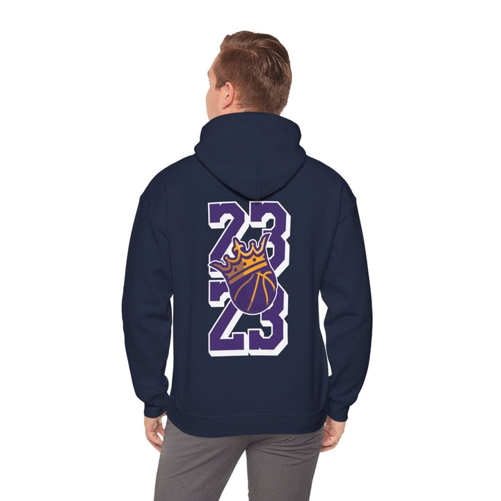 Unisex Heavy Blend™ Hooded Sweatshirt - Celebrate '23 with Basketball Crown Design - Navy - S - Unisex Heavy Blend™ Hooded Sweatshirt - Celebrate '23 with Basketball Crown Design - Tatoo Tee