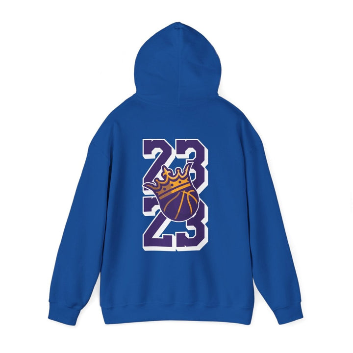 Unisex Heavy Blend™ Hooded Sweatshirt - Celebrate '23 with Basketball Crown Design - Purple - S - Unisex Heavy Blend™ Hooded Sweatshirt - Celebrate '23 with Basketball Crown Design - Tatoo Tee