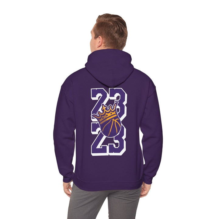 Unisex Heavy Blend™ Hooded Sweatshirt - Celebrate '23 with Basketball Crown Design - Purple - S - Unisex Heavy Blend™ Hooded Sweatshirt - Celebrate '23 with Basketball Crown Design - Tatoo Tee