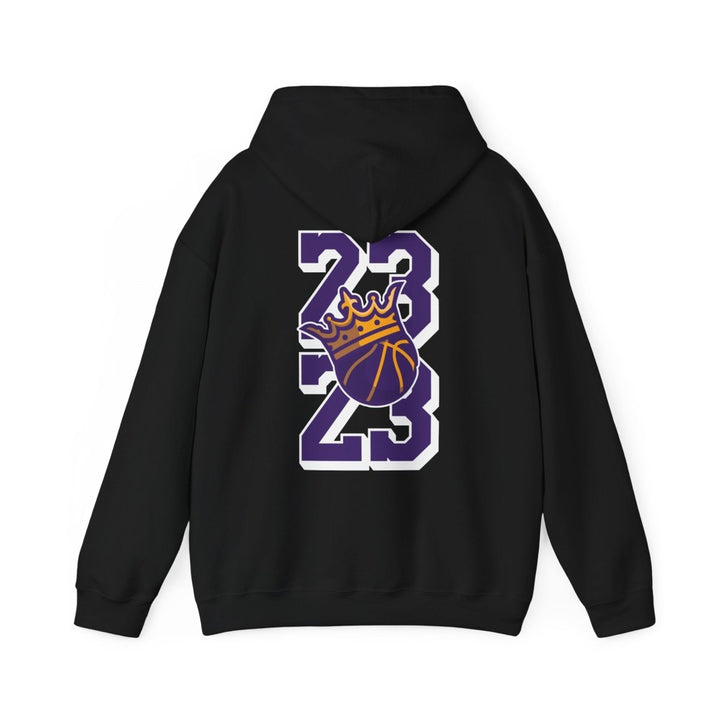 Unisex Heavy Blend™ Hooded Sweatshirt - Celebrate '23 with Basketball Crown Design - Purple - S - Unisex Heavy Blend™ Hooded Sweatshirt - Celebrate '23 with Basketball Crown Design - Tatoo Tee