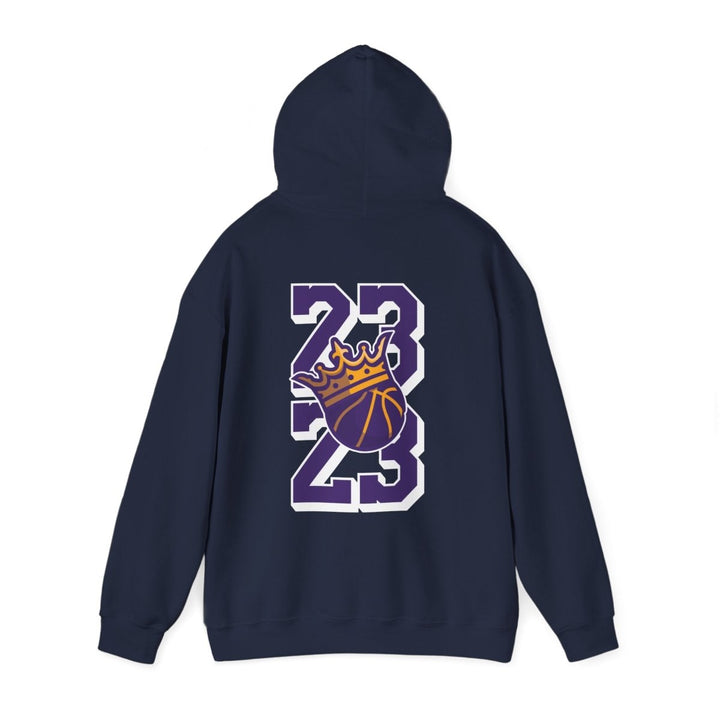 Unisex Heavy Blend™ Hooded Sweatshirt - Celebrate '23 with Basketball Crown Design - Purple - S - Unisex Heavy Blend™ Hooded Sweatshirt - Celebrate '23 with Basketball Crown Design - Tatoo Tee