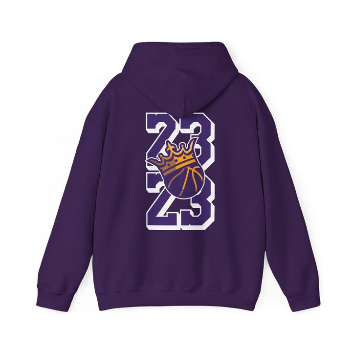 Unisex Heavy Blend™ Hooded Sweatshirt - Celebrate '23 with Basketball Crown Design - Purple - S - Unisex Heavy Blend™ Hooded Sweatshirt - Celebrate '23 with Basketball Crown Design - Tatoo Tee
