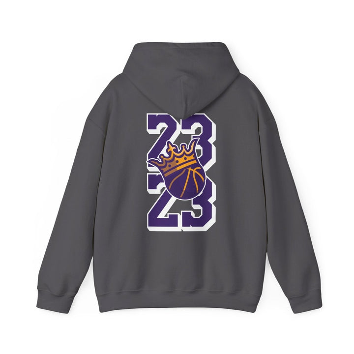Unisex Heavy Blend™ Hooded Sweatshirt - Celebrate '23 with Basketball Crown Design - Purple - S - Unisex Heavy Blend™ Hooded Sweatshirt - Celebrate '23 with Basketball Crown Design - Tatoo Tee