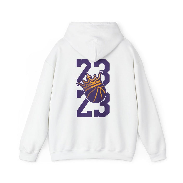 Unisex Heavy Blend™ Hooded Sweatshirt - Celebrate '23 with Basketball Crown Design - Purple - S - Unisex Heavy Blend™ Hooded Sweatshirt - Celebrate '23 with Basketball Crown Design - Tatoo Tee