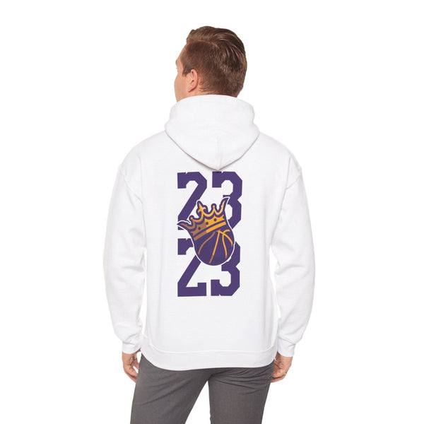 Unisex Heavy Blend™ Hooded Sweatshirt - Celebrate '23 with Basketball Crown Design - White - S - Unisex Heavy Blend™ Hooded Sweatshirt - Celebrate '23 with Basketball Crown Design - Tatoo Tee