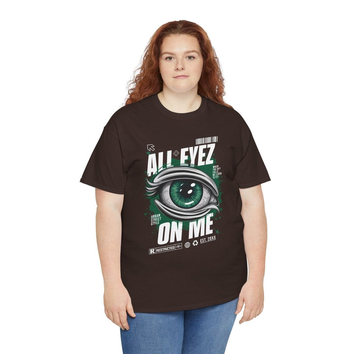 Unisex Heavy Cotton Tee - 'All Eyez On Me' Graphic Tee for Music Lovers - Dark Chocolate - S - Unisex Heavy Cotton Tee - 'All Eyez On Me' Graphic Tee for Music Lovers - Tatoo Tee