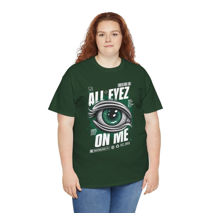 Unisex Heavy Cotton Tee - 'All Eyez On Me' Graphic Tee for Music Lovers - Forest Green - S - Unisex Heavy Cotton Tee - 'All Eyez On Me' Graphic Tee for Music Lovers - Tatoo Tee