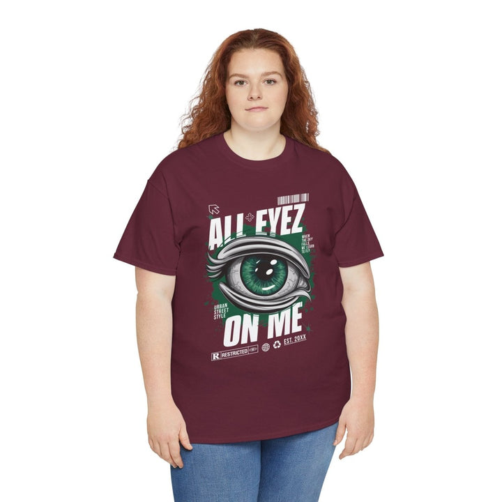 Unisex Heavy Cotton Tee - 'All Eyez On Me' Graphic Tee for Music Lovers - Maroon - S - Unisex Heavy Cotton Tee - 'All Eyez On Me' Graphic Tee for Music Lovers - Tatoo Tee