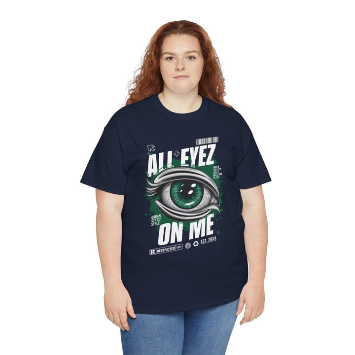 Unisex Heavy Cotton Tee - 'All Eyez On Me' Graphic Tee for Music Lovers - Navy - S - Unisex Heavy Cotton Tee - 'All Eyez On Me' Graphic Tee for Music Lovers - Tatoo Tee