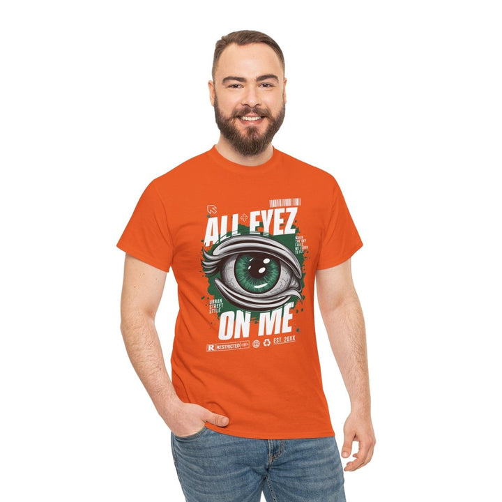 Unisex Heavy Cotton Tee - 'All Eyez On Me' Graphic Tee for Music Lovers - Red - S - Unisex Heavy Cotton Tee - 'All Eyez On Me' Graphic Tee for Music Lovers - Tatoo Tee