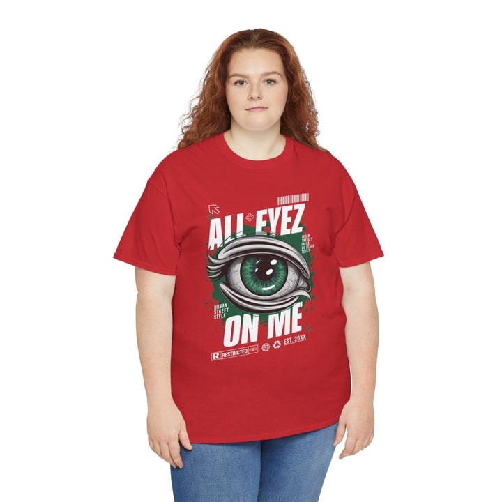 Unisex Heavy Cotton Tee - 'All Eyez On Me' Graphic Tee for Music Lovers - Red - S - Unisex Heavy Cotton Tee - 'All Eyez On Me' Graphic Tee for Music Lovers - Tatoo Tee