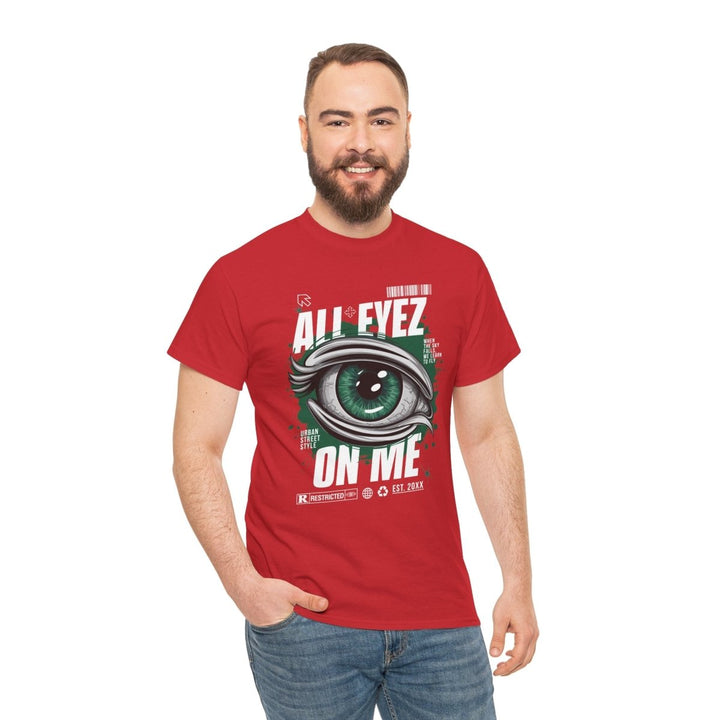 Unisex Heavy Cotton Tee - 'All Eyez On Me' Graphic Tee for Music Lovers - Red - S - Unisex Heavy Cotton Tee - 'All Eyez On Me' Graphic Tee for Music Lovers - Tatoo Tee