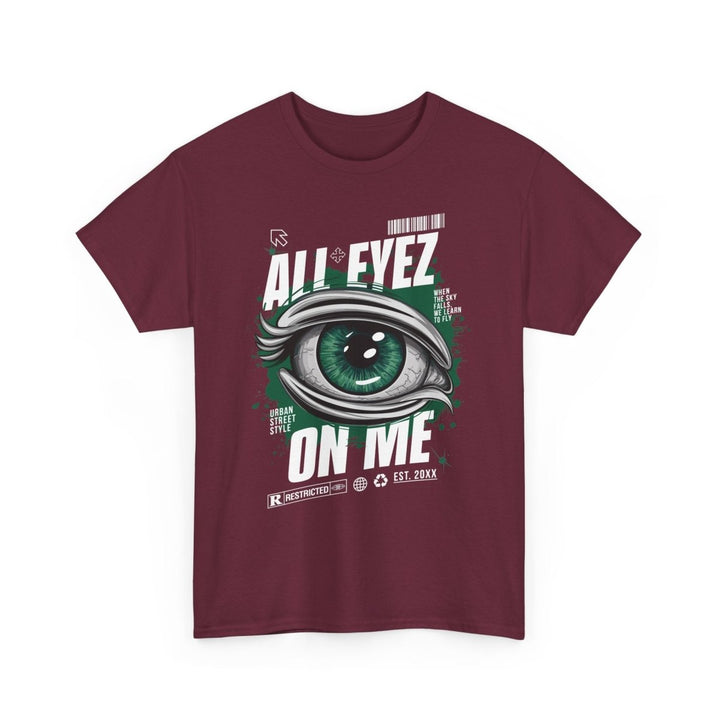 Unisex Heavy Cotton Tee - 'All Eyez On Me' Graphic Tee for Music Lovers - Red - S - Unisex Heavy Cotton Tee - 'All Eyez On Me' Graphic Tee for Music Lovers - Tatoo Tee