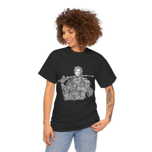 Unisex Heavy Cotton Tee - Artistic Samurai Design, Casual Streetwear for Anime Fans - Black - S - Unisex Heavy Cotton Tee - Artistic Samurai Design, Casual Streetwear for Anime Fans - Tatoo Tee