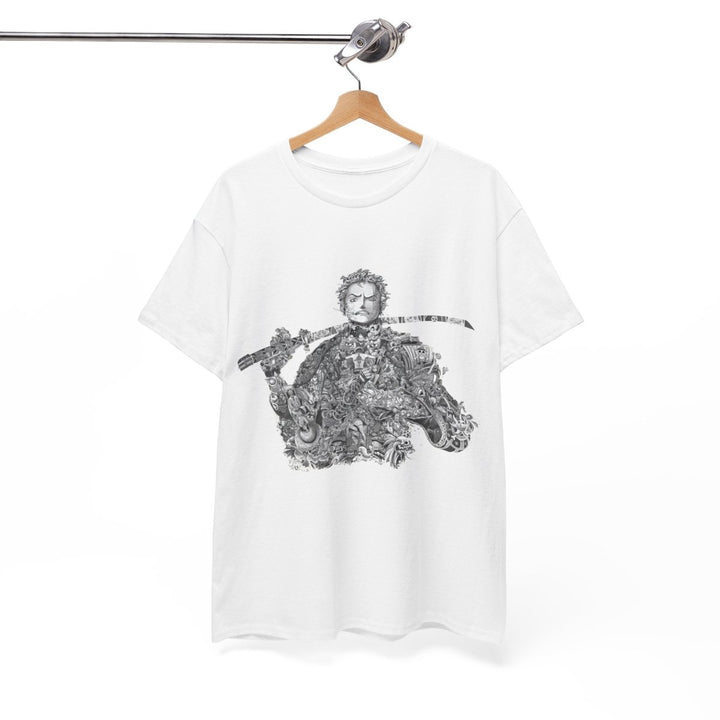 Unisex Heavy Cotton Tee - Artistic Samurai Design, Casual Streetwear for Anime Fans - Purple - S - Unisex Heavy Cotton Tee - Artistic Samurai Design, Casual Streetwear for Anime Fans - Tatoo Tee