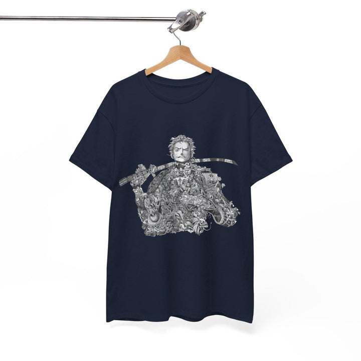 Unisex Heavy Cotton Tee - Artistic Samurai Design, Casual Streetwear for Anime Fans - Purple - S - Unisex Heavy Cotton Tee - Artistic Samurai Design, Casual Streetwear for Anime Fans - Tatoo Tee