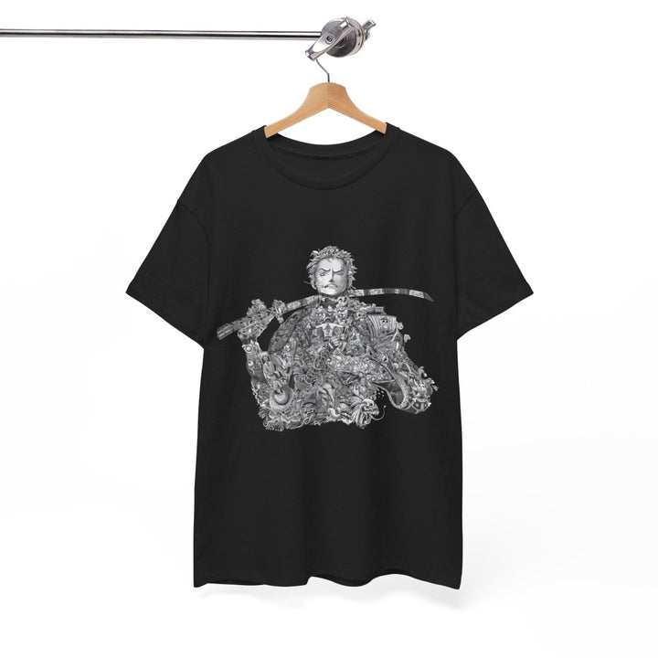 Unisex Heavy Cotton Tee - Artistic Samurai Design, Casual Streetwear for Anime Fans - Purple - S - Unisex Heavy Cotton Tee - Artistic Samurai Design, Casual Streetwear for Anime Fans - Tatoo Tee