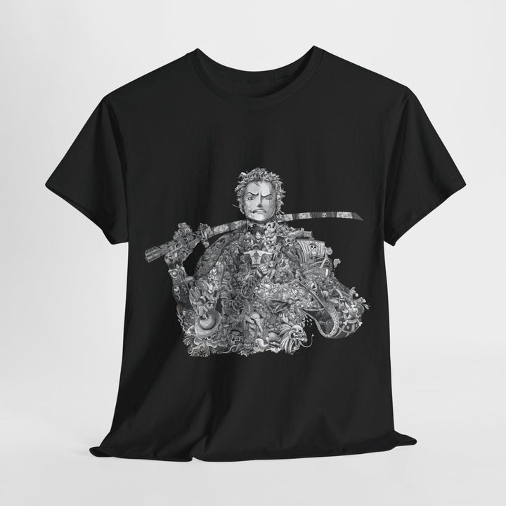 Unisex Heavy Cotton Tee - Artistic Samurai Design, Casual Streetwear for Anime Fans - Purple - S - Unisex Heavy Cotton Tee - Artistic Samurai Design, Casual Streetwear for Anime Fans - Tatoo Tee