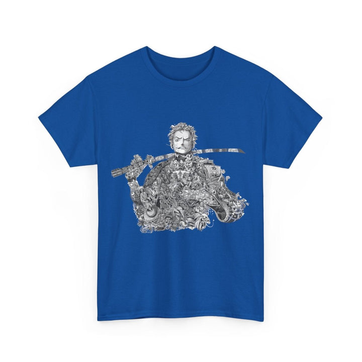 Unisex Heavy Cotton Tee - Artistic Samurai Design, Casual Streetwear for Anime Fans - Purple - S - Unisex Heavy Cotton Tee - Artistic Samurai Design, Casual Streetwear for Anime Fans - Tatoo Tee