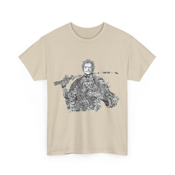 Unisex Heavy Cotton Tee - Artistic Samurai Design, Casual Streetwear for Anime Fans - Purple - S - Unisex Heavy Cotton Tee - Artistic Samurai Design, Casual Streetwear for Anime Fans - Tatoo Tee