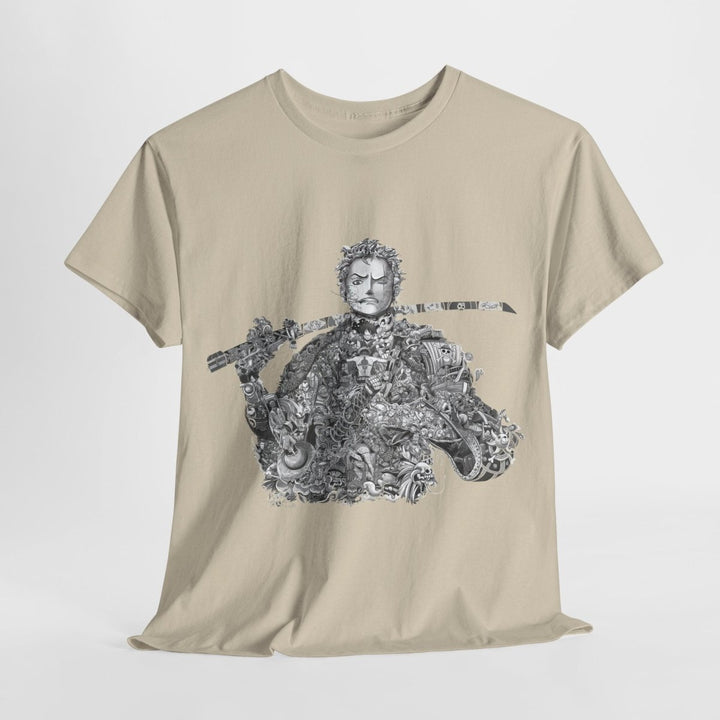 Unisex Heavy Cotton Tee - Artistic Samurai Design, Casual Streetwear for Anime Fans - Purple - S - Unisex Heavy Cotton Tee - Artistic Samurai Design, Casual Streetwear for Anime Fans - Tatoo Tee