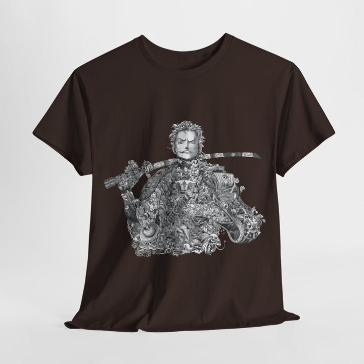 Unisex Heavy Cotton Tee - Artistic Samurai Design, Casual Streetwear for Anime Fans - Purple - S - Unisex Heavy Cotton Tee - Artistic Samurai Design, Casual Streetwear for Anime Fans - Tatoo Tee