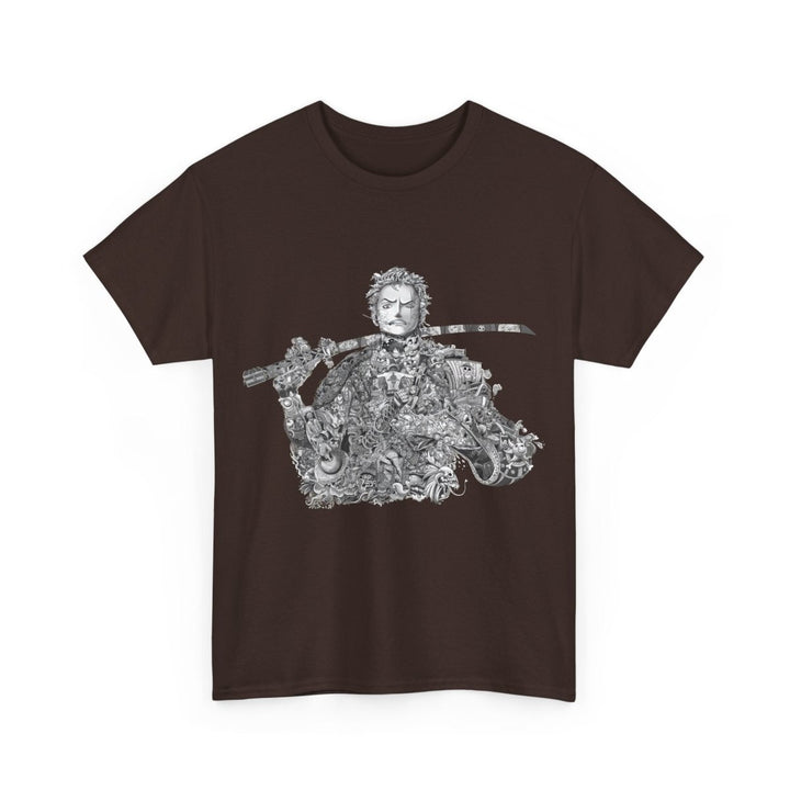 Unisex Heavy Cotton Tee - Artistic Samurai Design, Casual Streetwear for Anime Fans - Purple - S - Unisex Heavy Cotton Tee - Artistic Samurai Design, Casual Streetwear for Anime Fans - Tatoo Tee