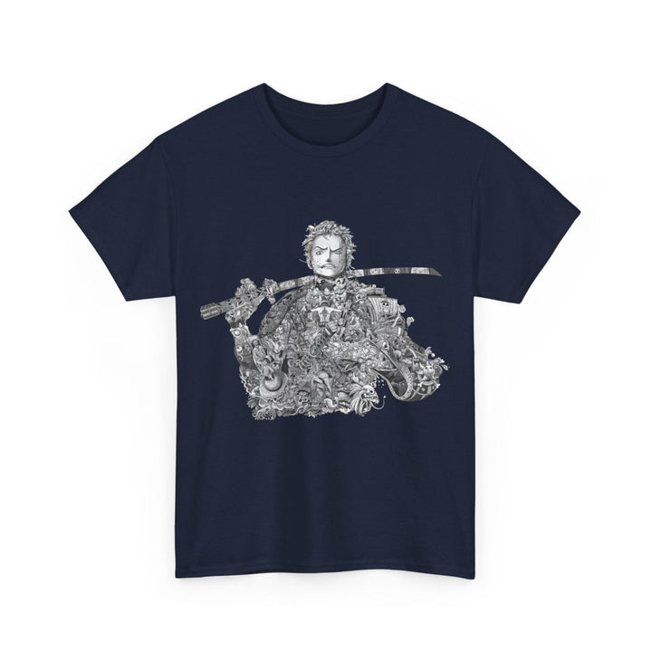 Unisex Heavy Cotton Tee - Artistic Samurai Design, Casual Streetwear for Anime Fans - Purple - S - Unisex Heavy Cotton Tee - Artistic Samurai Design, Casual Streetwear for Anime Fans - Tatoo Tee