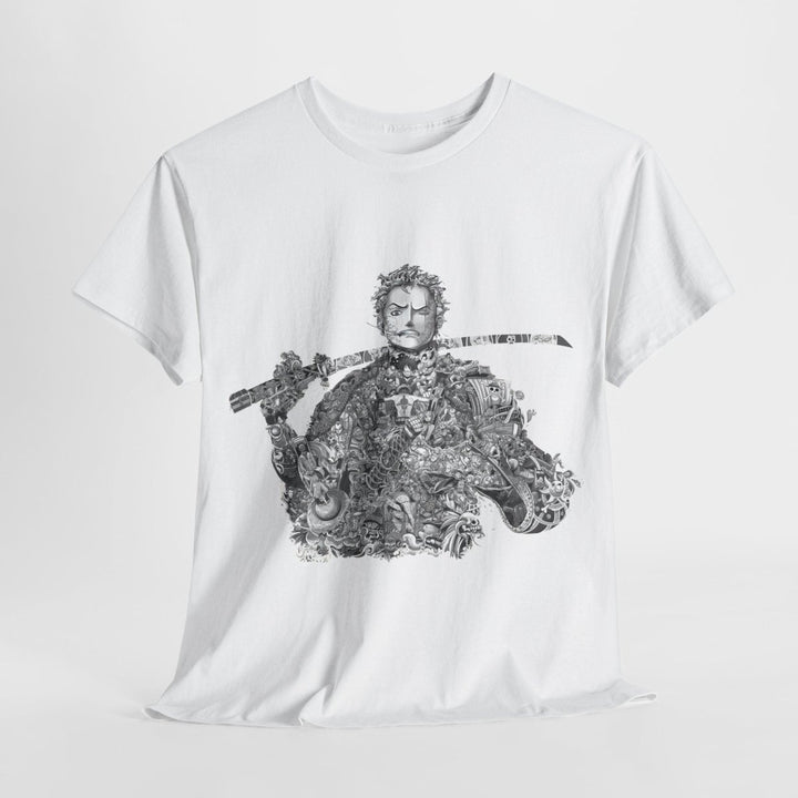 Unisex Heavy Cotton Tee - Artistic Samurai Design, Casual Streetwear for Anime Fans - Purple - S - Unisex Heavy Cotton Tee - Artistic Samurai Design, Casual Streetwear for Anime Fans - Tatoo Tee