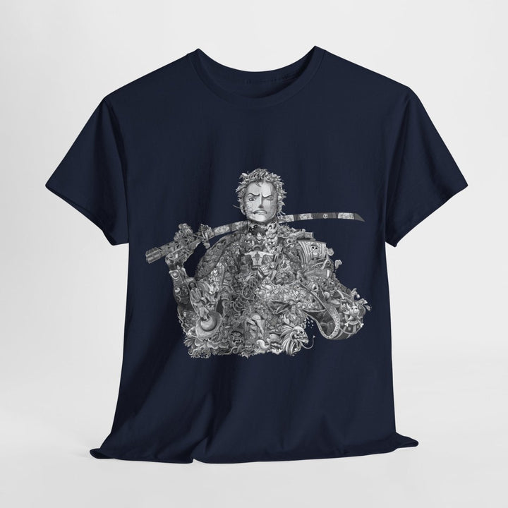 Unisex Heavy Cotton Tee - Artistic Samurai Design, Casual Streetwear for Anime Fans - Purple - S - Unisex Heavy Cotton Tee - Artistic Samurai Design, Casual Streetwear for Anime Fans - Tatoo Tee