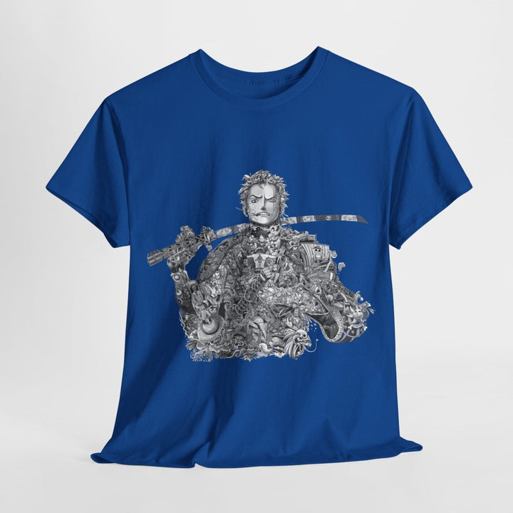Unisex Heavy Cotton Tee - Artistic Samurai Design, Casual Streetwear for Anime Fans - Purple - S - Unisex Heavy Cotton Tee - Artistic Samurai Design, Casual Streetwear for Anime Fans - Tatoo Tee