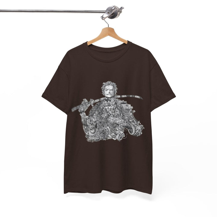 Unisex Heavy Cotton Tee - Artistic Samurai Design, Casual Streetwear for Anime Fans - Purple - S - Unisex Heavy Cotton Tee - Artistic Samurai Design, Casual Streetwear for Anime Fans - Tatoo Tee