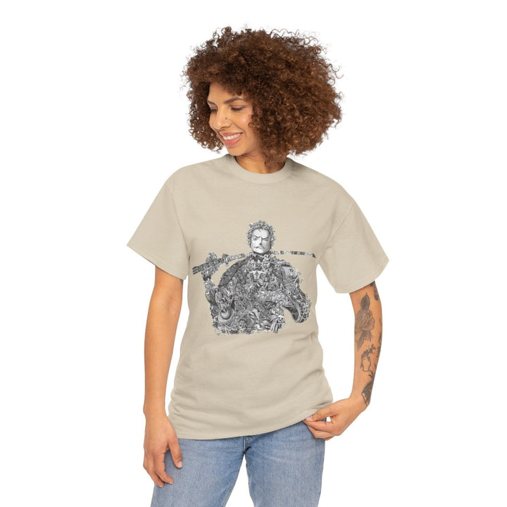 Unisex Heavy Cotton Tee - Artistic Samurai Design, Casual Streetwear for Anime Fans - Sand - S - Unisex Heavy Cotton Tee - Artistic Samurai Design, Casual Streetwear for Anime Fans - Tatoo Tee